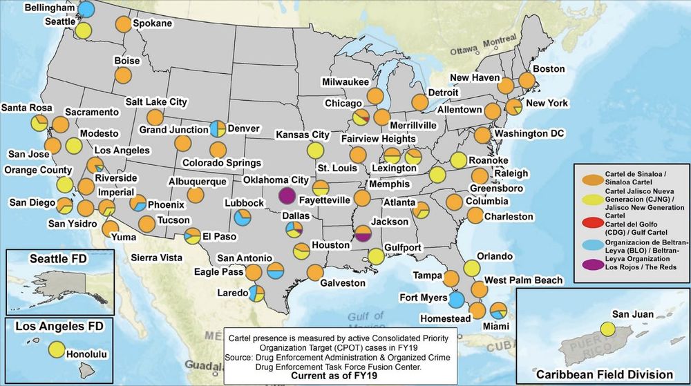 DEA's Map of Cartel Influence in The United States